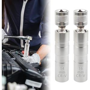 vvag 14mm&16mm Spark Plug Socket Set, Swivel Magnetic Spark Plug Socket Set, Thin Wall 3/8" Drive 12-Point Spark Plug Removal Tool, Universal Automotive Tools, Compatible with Car,Motorcycle,SUV