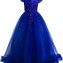 Flower Girls Maxi Dress Bridesmaid Wedding Pageant Party Princess Communion Floral Boho Vintage Lace Dance Gown (11-12 Years, Royal Blue)