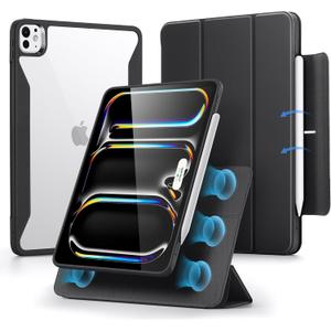 ESR for iPad Pro 13 Inch Case M4(2024), iPad Pro 13 Case with Pencil Holder, Removable Magnetic Cover, Vertical Stand, Fully Supports Pencil Pro and Pencil(USB-C), Rebound 360 Series, Black