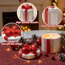 Christmas Scented Candle with Lid, Natural Candles for Home Scented, Premium Natural Bow Shaped Candles with Cotton Wick for Xmas Holiday Party Supplies (5 OZ)