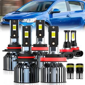 For 2012 2013 2014 2015 2016 Chevy Sonic light Bulbs, 9005 High Beam H11 Low Beam H11 Fog Light License Plate Lights Combo, 8PCS