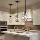 Crystal Pendant Lights Kitchen Island 2 Pack, Modern Black Chandelier Height Adjustable, Hanging Lights for Kitchen Island Dining Room Bedroom