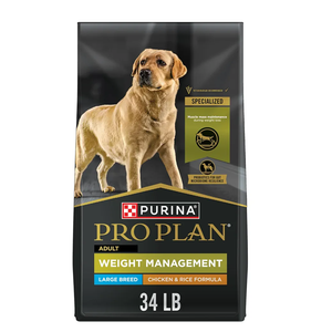 Purina Pro Plan Large Breed Weight Management Dry Dog Food, Chicken and Rice Formula - 34 lb. Bag, Best Before: DEC/2025