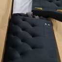 KEIKI 87" Chesterfield Velvet Button Tufted Sofa with High Density Foam Cushions, Modern 3-Seater Couch with Gold Strip Trim Decoration, Easy Assembly, for Apartment, Living Room, Office, Black (87"+Flared Arms)