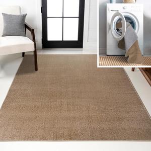 JONATHAN Y Machine Washable Brown Indoor Area Rug 3X5 ft, Twyla Classic Solid Low-Pile for Living Room, Bedroom, Kitchen, Office, Easy-Cleaning, High Traffic, Pet-Friendly, Non-Shedding (WSH300D-3) (2'11" x 5' (Rectangular))