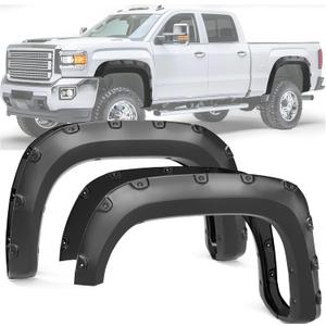 YITAMOTOR Fender Flares Kit Compatible with 2007-2013 GMC Sierra 1500 6.5' & 8' Bed (NOT for Short Bed), Smooth Black Finish Pocket Rivet Style (6.5ft & 8ft Bed)
