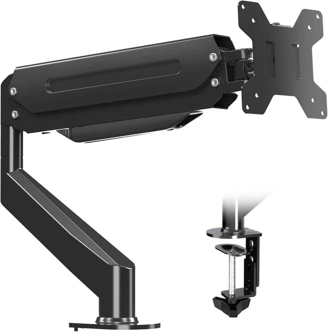 Suptek Single Monitor Mount,Adjustable Gas Spring Monitor Arm Desk Mount Monitor Stand Fits 17 20 22 23 24 26 27 32 33 inch Monitors,Holds up to 22 lbs, Black(MD18) (17"-33")