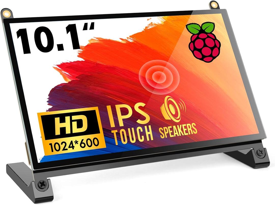 ROADOM Raspberry Pi Screen, 10.1 Touchscreen Monitor, IPS FHD 1024600,Responsive and Smooth Touch,Dual Built-in Speakers,HDMI Input,Compatible with Raspberry Pi 5/4/3/Zero,Easy Assembly,Driver Free (10.1 Inch)
