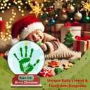 Personalized Snowball DIY Handprint Wooden Sign, Baby First Christmas Sign Plaque Keepsake for Newborn Baby Kids Toddler, Holiday Craft, Christmas Art Craft, GIft for New Mom, New Dad, Memory Keepsake