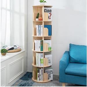 Heehee Wooden Rotating Bookshelf 360 Display Floor Standing Bookcase Storage Rack for Kids&Adults Multi-Functional Bookshelf Organizer (5-Tier)