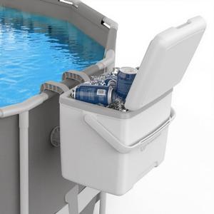 Housolution Pool Drink Cooler with Retention Secure Hanging Bracket and Portable Handle, Poolside Cooler Storage Bin, White