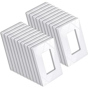 BESTTEN 20 Pack 1 Gang Screwless Decorative Wall Plate, USWP6 Gloss Snow White, H4.69 x W2.91, Faceplate Cover for Decorator Receptacle Outlet & Switch, UL Listed