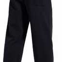 ZUY Men's Baggy Fleece Sweatpants Cotton Lounge Open Bottom Athletic Pants Straight Leg Drawstring with Pockets (Black, S)