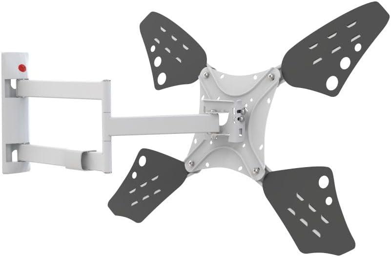 Barkan Long White TV Wall Mount, 13-80 inch Full Motion Articulating - 4 Movement Flat/Curved Screen Bracket, Holds up to 110lbs