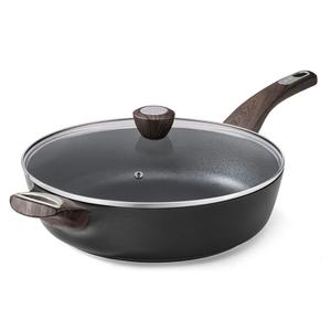 SENSARTE Nonstick Frying Pan Skillet with Lid, 12 Inch Large Deep Frying Pan, 5 Qt Non Stick Saute Pan with Cover, Induction Pan, Healthy Non Toxic Cooking Pan with Helper Handle, PFOA PFOS Free