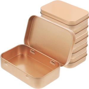 Cabilock 12pcs Tinplate Storage Box Hinged Lid Candy Tins for Decorative Containers for Weddings Parties (8PCS, Rose Gold)
