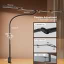 Desk Lamp Clamp Light 24W, Ultra Wide 4 Head Bars, 5 Color Modes Dimming, Multi-Screen Setup Desk Light for Office, Architect (Black, Adapter Included)
