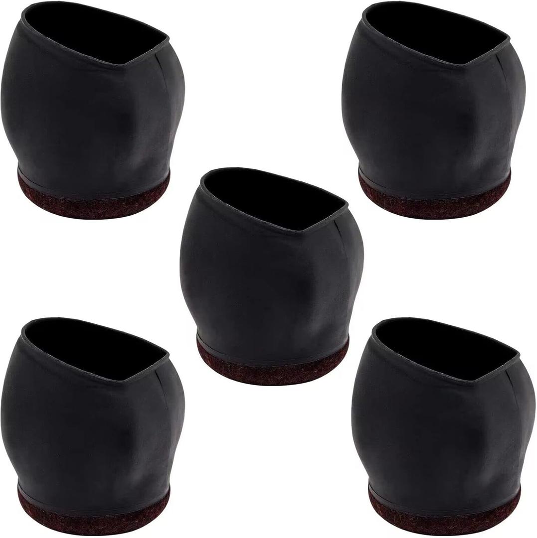 5pcs Office Furniture Caster Cups 2 Inch, Office Chair Wheel Stopper, Chair Leg Floor Protectors, Anti-Sliding Felt Furniture Pads for Hardwood Floors Protectors, Black