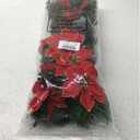 Hotop 6 Pcs Christmas Artificial Poinsettias Florals 19.6 Inch Large Christmas Poinsettia Decorations Red Green Christmas Flower Picks Stem for Christmas Tree Ornament Wreath DIY Xmas Party Decor