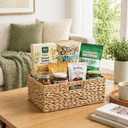 Jumbo Wicker Basket, Rectangular Wicker Baskets for Storage, Water Hyacinth Extra Large Storage Baskets, Shelf Basket with Built-in Handles-1 Pack