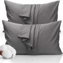 Queen Size Pillowcase Set - 500 Thread Count, 100% Cotton Sateen, 20" x 30" Set of 2 Pillow Covers, Cooling, Breathable, Soft for Ultimate Sleep Pillows Not Included Gray