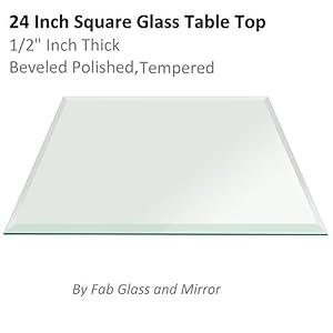 Fab Glass and Mirror Square Glass Table Top, 24 Inch, Clear
