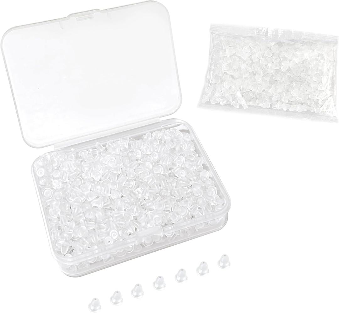 7 x 600pcs 4mm Silicone Earring Backs for Studs Earring Backings Soft Clear Ear Safety Back Pads Backstops Bullet Clutch Stopper Replacement for Fish Hook Studs Hoops (Rounded)