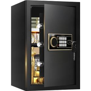 3.4 Cuft Large Fireproof Safe Box for Home, Digital Security Safe Fireproof and Waterproof with Programmable Keypad and Key Lock, Home Fire Safe for Document Money Valuables