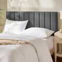 Hearth & Harbor Upholstered Queen Headboard - Easy Assemble Channel Stitched Headboard Queen Size - Wall Mounted Headboards with 3D Soundproof Wall Panels Peel & Stick Floating Headboards, Grey
