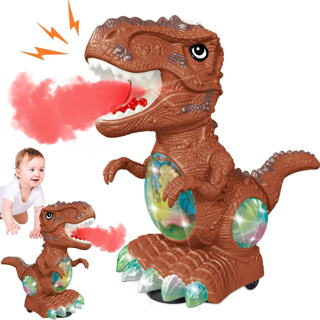 Dinosaur Toys for Kids 3-4 Year Old Boy,Roar Music and Lights Toddler Toy for Boys Girls,Moving Dino Baby Toy with Mist Spray & 1 Wheel,Electric Dinosaur Toy for Kids 3-5 Christmas Birthday Gifts