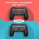JoyHood 2 Pack Hand Grips Compatible with Switch 2 Console Grip, Ergonomic Hand Grip Handle Kit Accessories fits Switch 2 Controller, FOR Switch 2 ONLY(Black+Black)