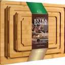 Extra Large Cutting Board Set of 3, Bamboo Cutting Boards for Kitchen with Juice Groove and Handles Kitchen Chopping Board for Meat Cheese board Heavy Duty Serving Tray, Empune (Assorted Sizes (3-Piece))