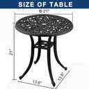 21” Cast Aluminum Patio Bistro Table, All Weather Round Patio Coffee Table, for Backyard Porch Pool Balcony Deck, Black (1, Black), 20.87 inches x 20.87 inches x 20.87 inches