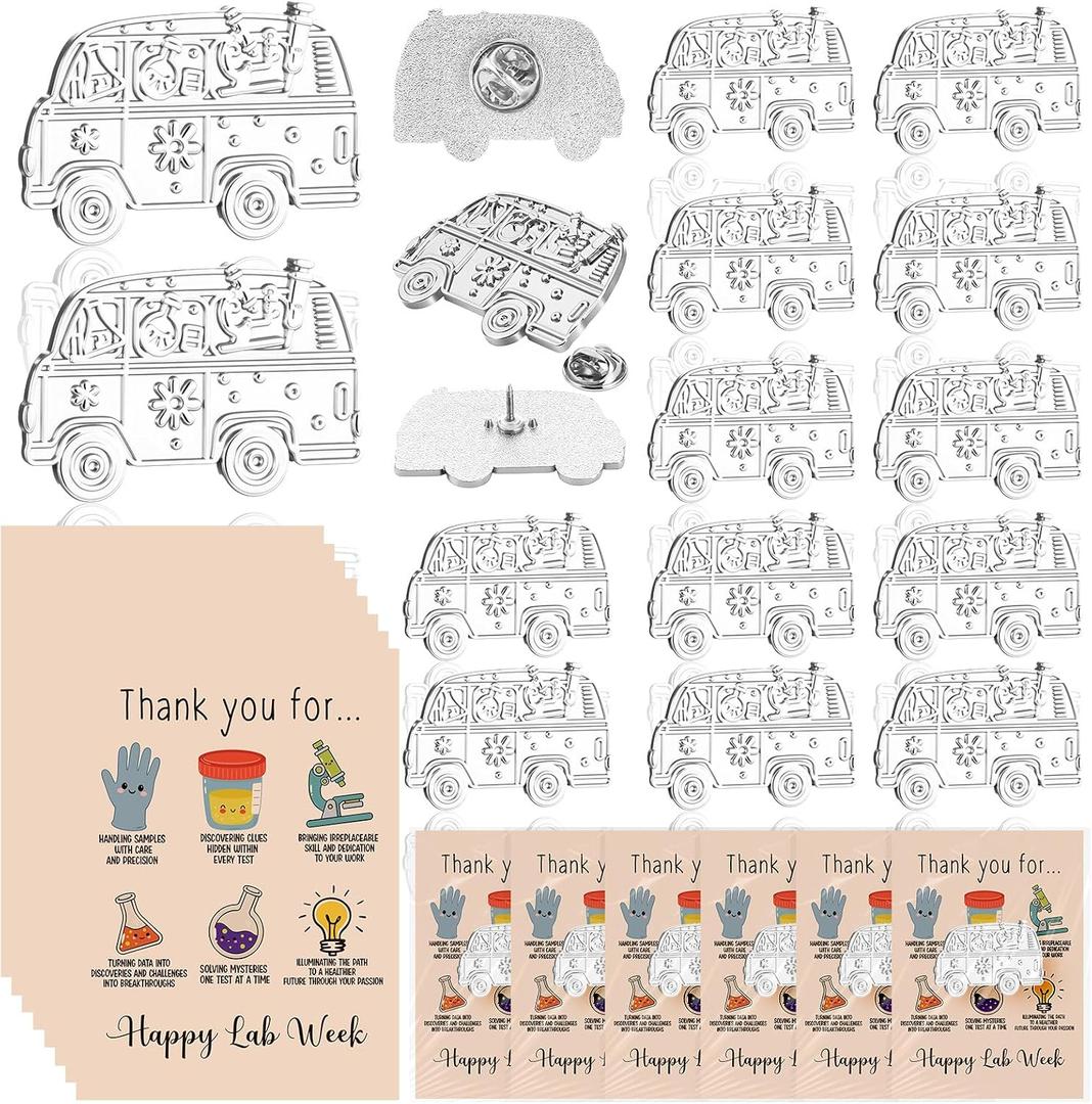 Ferreve 30 Set Lab Week Gift Bulk Pin Appreciation Card Bag CNA Week Thank You Gifts for Anesthesiologist Anesthetist CRNA RT Nursing Assistant Medical Doctor Nurse Staf (Silver)