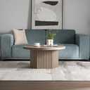 SICOTAS Round Coffee Table for Living Room Modern Fluted Coffee Table, 31.5"D x 31.5"W x 15.6"H