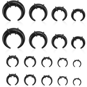 Mikovivi 18pcs Acrylic Septum Rings,Plastic Horseshoe C-Shape Pincher Taper Cartilage Stretching Kit Piercing Retainer Jewelry for Women Man Nose Ear Tragus Size 14G 12G 10G 8G 6G 4G 2G 0G 00G