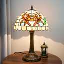 Tiffany Lamp Coastal Beachy Style Orange Crab Home Decor Stained Glass Table Lamp Bedroom Bedside for Office Living Room end Bedside Nightstand Bed Kitchen Cool Cute Warm Night Light Kids Desk Lamp 12