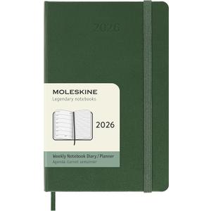 Moleskine Classic 12 Month 2026 Weekly Planner, Hard Cover, Pocket (3.5" x 5.5"), Myrtle Green, 144 Pages