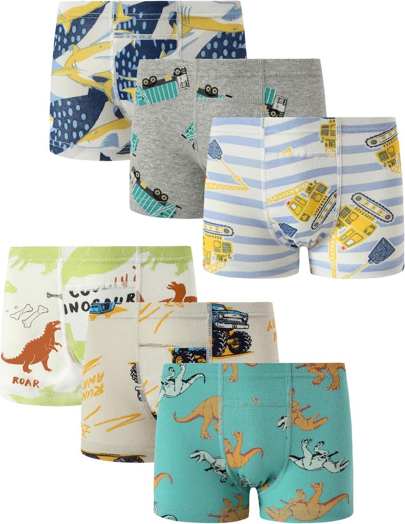 Boboking Toddler Boys Trainer Underwear Little Kids Boy Boxer Briefs (2, Green White Gray)