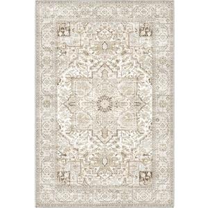 Area Rug 2x3, Lightweight Washable Rugs for Entryway Bathroom Kitchen, Ultra-Thin Absorbing Low Pile Non Slip Rubber Rugs Backing, Durable Aesthetic Vintage 2x3 Rug (Cream/Light Beige, 2X3)