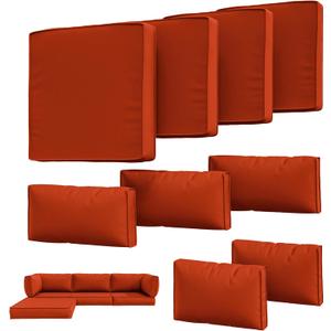 9Pcs Outdoor Chair Cushions Covers Waterproof Anti-Fading for 5 Pack Patio Set Cushion Slipcovers, Outdoor Furniture Cover Replacement, Covers Only, Orange