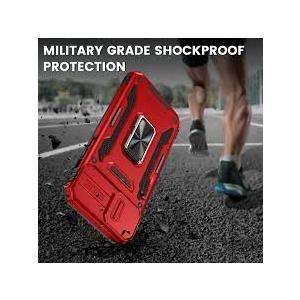 Maxdara iPhone 14 & iPhone 13 Case with Camera Cover, Ring Kickstand, Screen Protector, Red