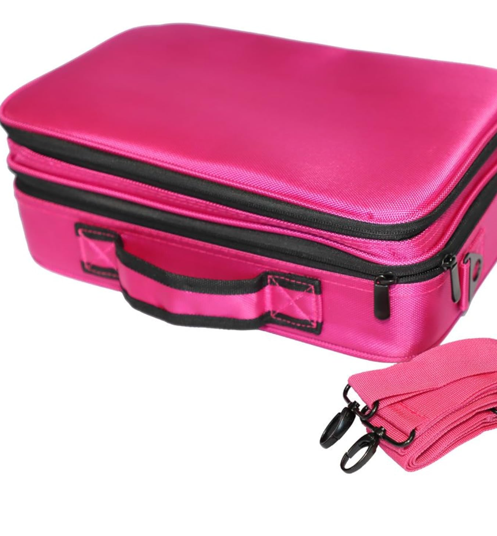 Ochine Travel Makeup Case Cosmetic Case Storage Multilayer Cosmetic Makeup Train Case Portable Makeup Bag Large Cosmetics Makeup Box Organizer with Shoulder Strap for Women Girls (Ship from USA)