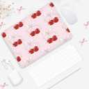Seorsok Compatible with MacBook Air 13 Inch Case 2022 2021 2020-2018 Release A1932 A2179 M1 A2337 Touch ID,Cute Ribbon Bow Tie & Red Cherry Aesthetic Plastic Hard Case&Transparent Keyboard Cover,Pink