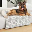 Calming Dog Couch Bed Mat, 45x37 Inch Waterproof Fluffy Sofa Cover, Furniture Protector with Handle, Removable and Washable Pet Bed for Large Dogs and Cats (Beige) (Marble Luxe Beige)