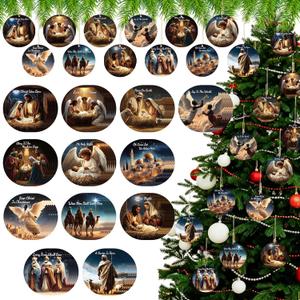 Soaoo 60 Pcs African American Nativity Scene Ornament Bulk Black Nativity Ornaments African American Holy Family Hanging Ornaments for Christmas Tree Party Decor Indoor Outdoor