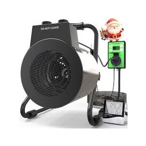 Greenhouse Heater with Thermostat, 1500W Outdoor Heaters for Patio, Fast Heating, Overheat Protection, Electric Space Heaters for Greenhouse, Grow Tent, Patio, Garage, Indoor（Silver）