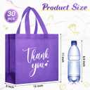 Sweetude 30 Pcs Thank You Gift Bags with Handles, Reusable Non Woven Foldable Goodie Bags Bulk for Graduation Teacher Appreciation Wedding Bridesmaid Favors(11 x 12 x 5 Inch,Dark Purple)