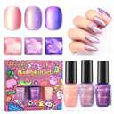 GELLEN Chameleon Nail Polish, 3 Colors Glitter Quick Dry Nail Polish, Holographic Dark/Light Purple Orange Nail Lacquer Mini Set for Finger Toe, Nail Art DIY Manicure Gift, Non Gel (Z23-Neon Mist)
