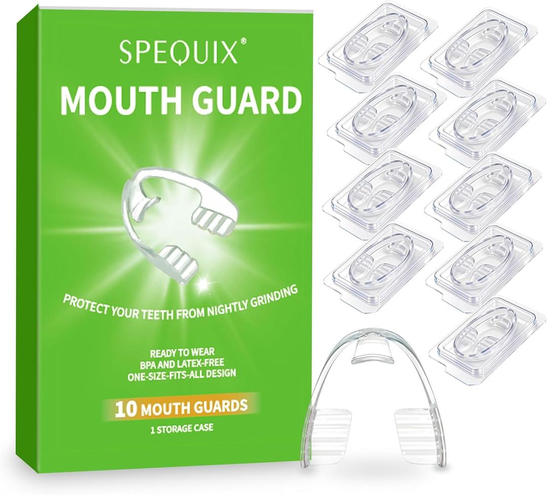 Mouth Guard for Grinding Teeth at Night, 10-Pack Night Guards for Teeth Grinding Comfortable Fit for Sleeping, Universal Size, Individually Wrapped, BPA-Free
